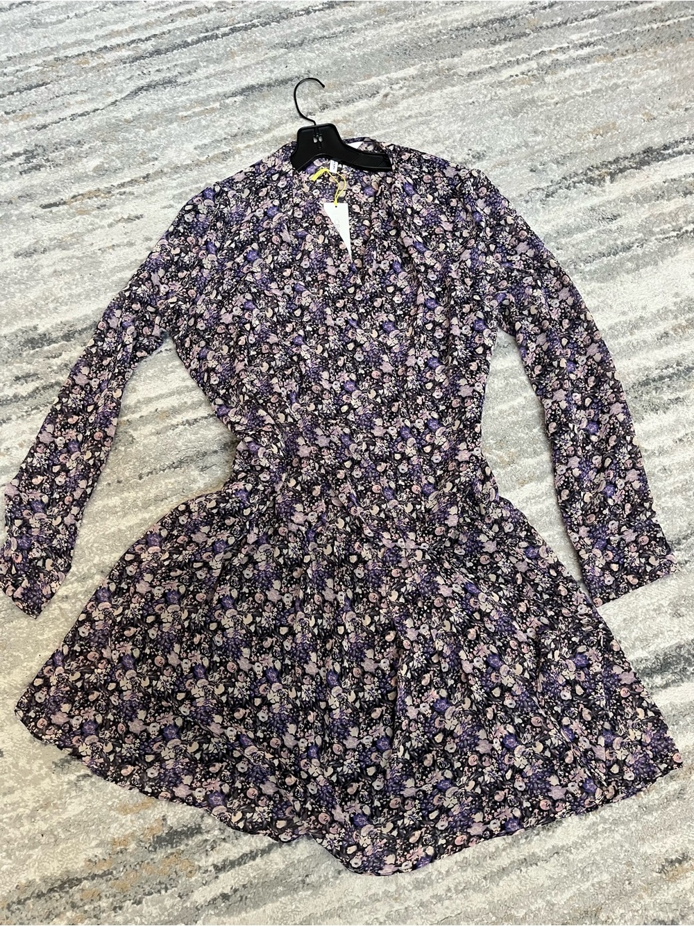 BCBGeneration Floral Long Sleeve Mini Dress in Purple